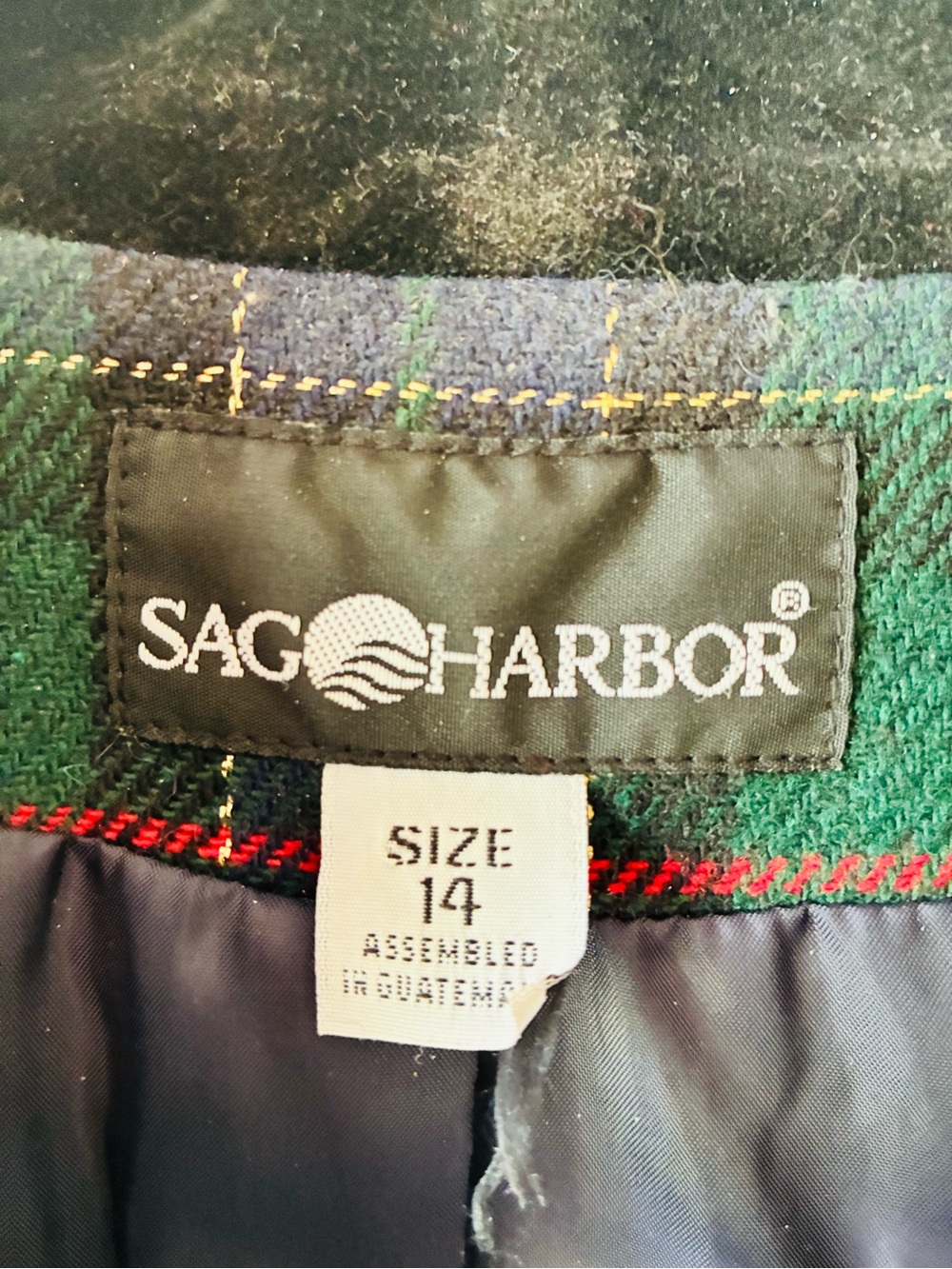Vintage Sag Harbor Wool Blend Tartan Plaid Blazer Jacket Sz 14 - Picture 3 of 9